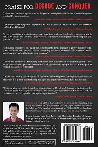 Decode And Conquer: Answers To Product Management Interviews [Paperback] Lin, Lewis C [Nov 28, 2013]…
