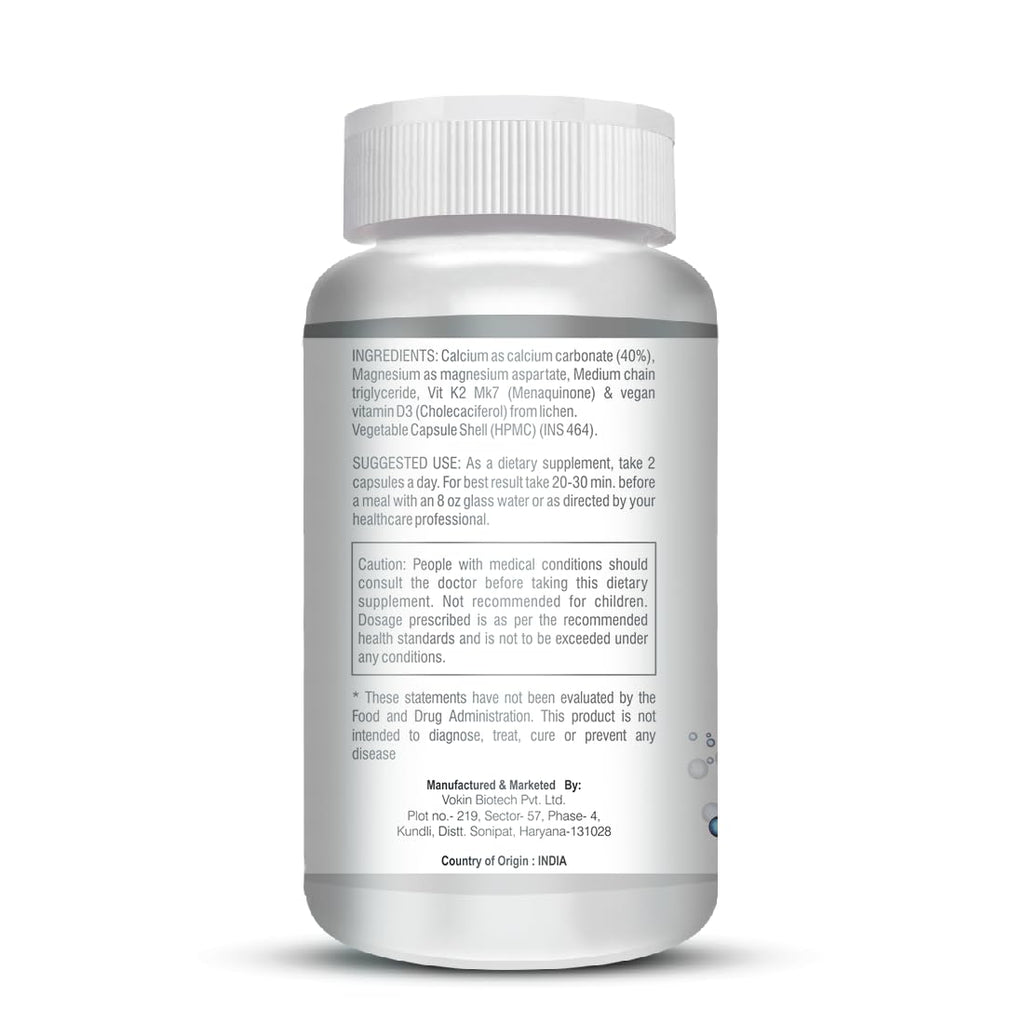 Vokin Biotech Calcium with Magnesium, Vitamin D3 & Vitamin K2- Mk-7 - Support Bone Health- 572mg