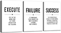 Framed Canvas Wall Art Success Quote, Office Wall Art, Black Large Poster, Positive Motivational Set of 3 Prints, Execute Failure Success Poster, Inspirational Print (D-3pcs,16x24inchx3pcs)