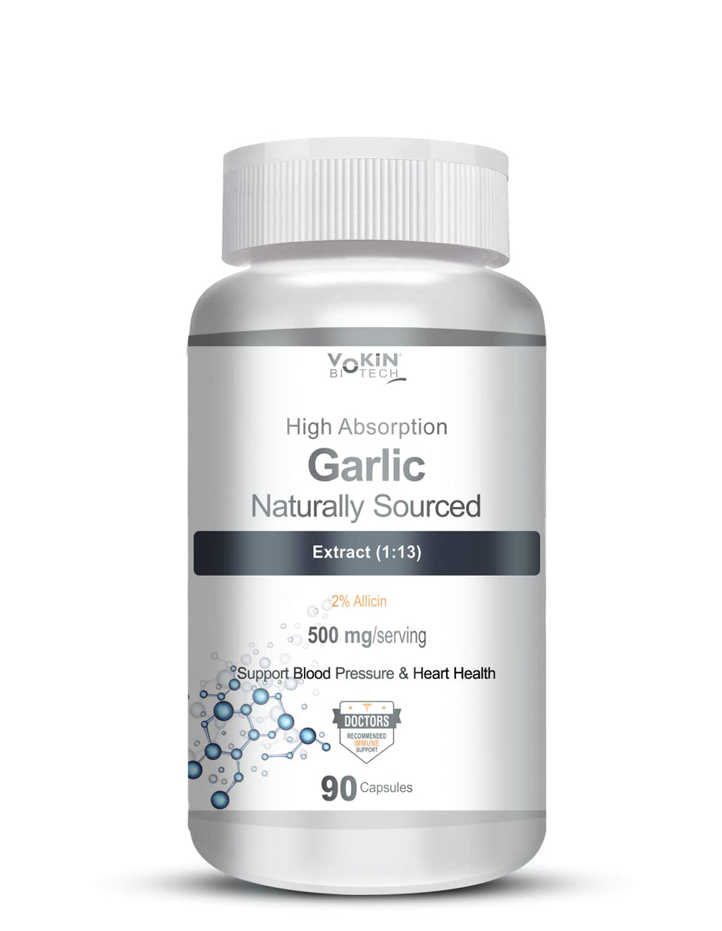 Vokin Biotech Garlic Extract 1:13 Allium Sativum - 500mg, Support Blood Pressure and Heart Health