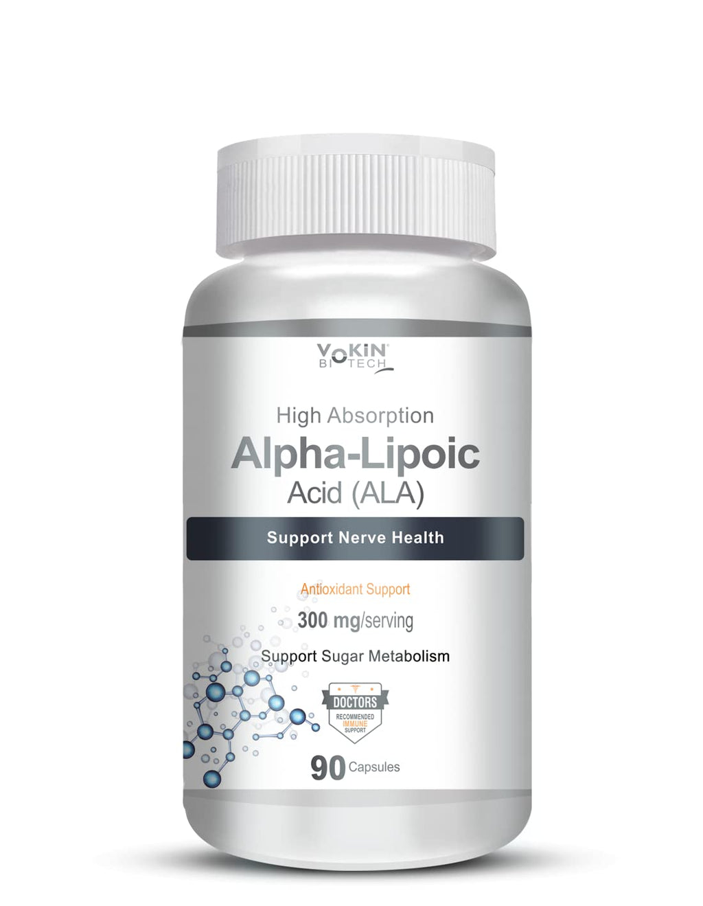 Vokin Biotech Alpha Lipoic Acid (ALA) 300 mg- Support Nerve Health & Sugar Metabolism)