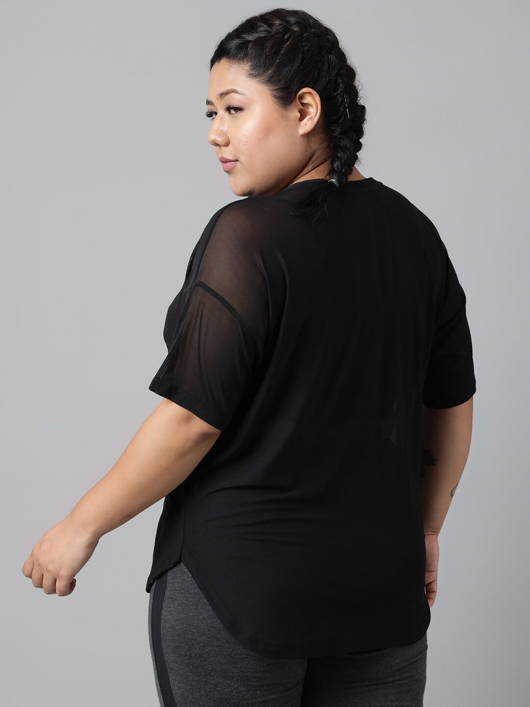 MKH Plus Size Typography Printed Dri-FIT Sports T-shirt