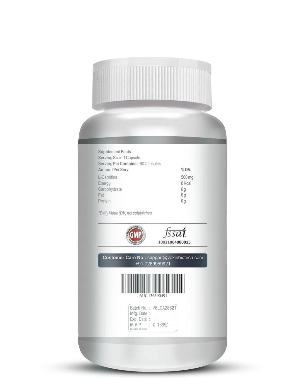 Vokin Biotech L-Carnitine Acetyl (ALCAR)- Support Brain Health- 500 mg
