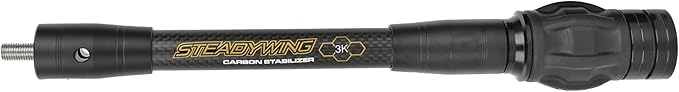 AMEYXGS Archery Bow Stabilizer for Compound Bow, 3K Carbon Fiber 6", 8", 10", 12" 15" Rods, Damping System, Weights Kit, Single Side V-Bar Mount,Quick Disconnect