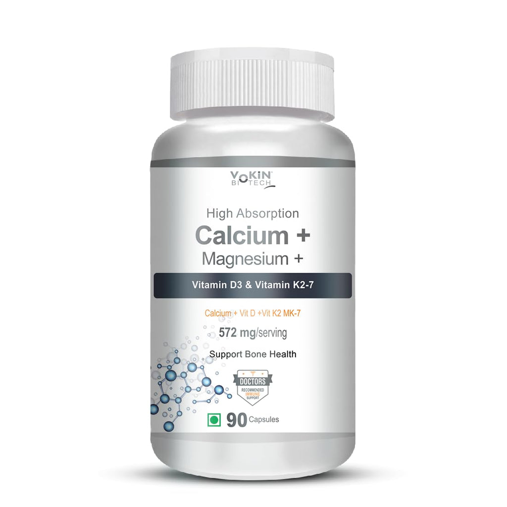 Vokin Biotech Calcium with Magnesium, Vitamin D3 & Vitamin K2- Mk-7 - Support Bone Health- 572mg