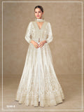 Anaita White Chinon Stitched Anarkali Suits With Embroidery & Sequence Work