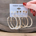 Gold-Polished Alloy Set Of 6 Designer Earrings - The Pari