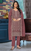 Anaita Peach Chiffon Suit with Embroidered & Sequence Work