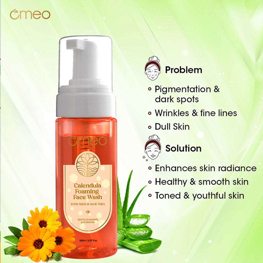 Omeo Calendula Foaming Face Wash - Gentle, Daily Use, Safe For All Skin Types