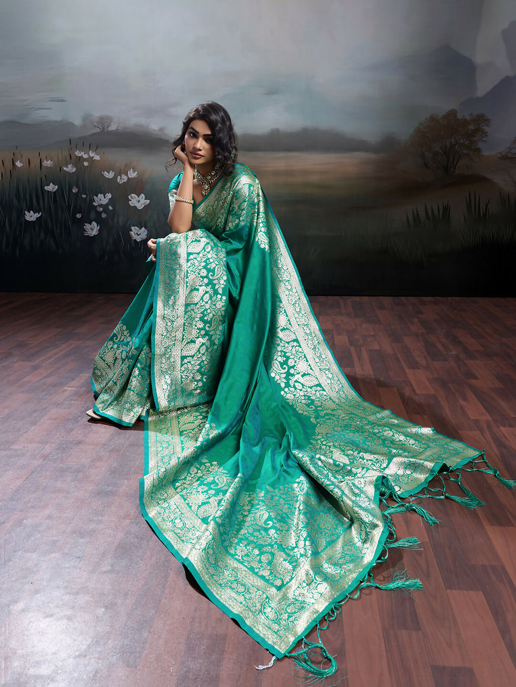 Shree Shyam Fashion Rama Silk Blend Saree
