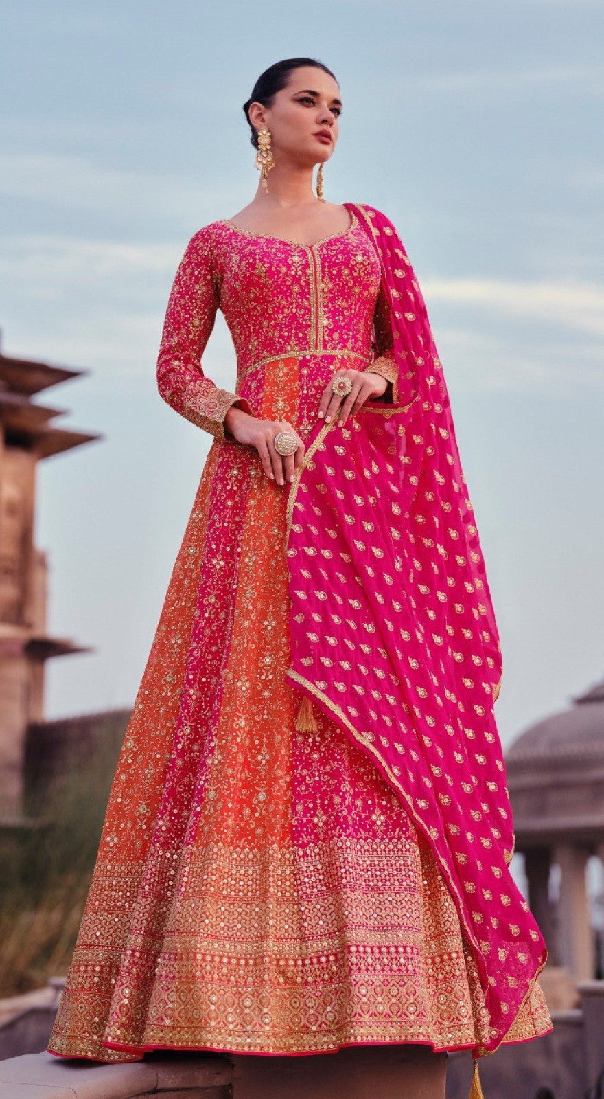 Anaita Pink Heavy Embroidered Faux Georgette Stitched Anarkali Suit