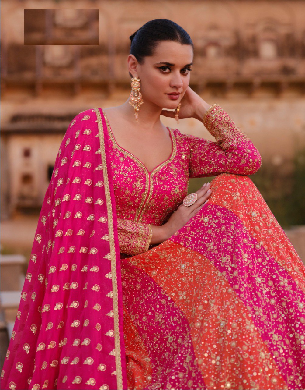 Anaita Pink Heavy Embroidered Faux Georgette Stitched Anarkali Suit