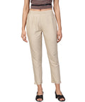 Juniper Women Sandgrey Cotton Flex Solid Slim Fit Pant/Slim Pant