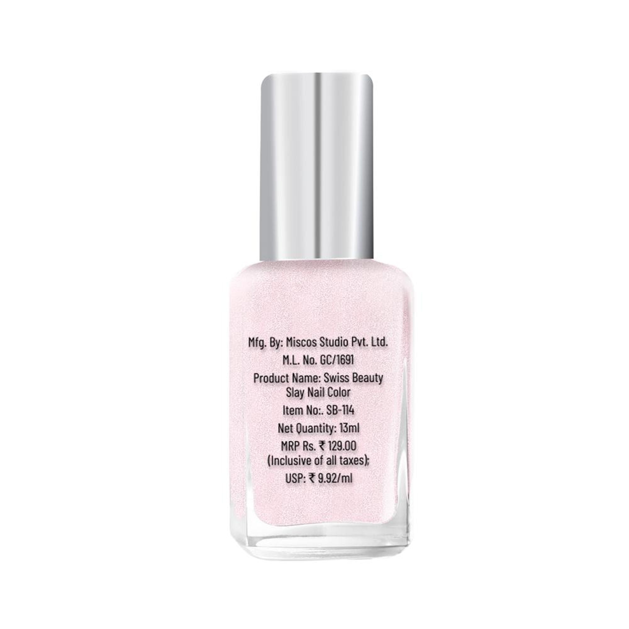 Swiss Beauty Slay Nail Color Ultra Shine Formulation - 09 French Pink