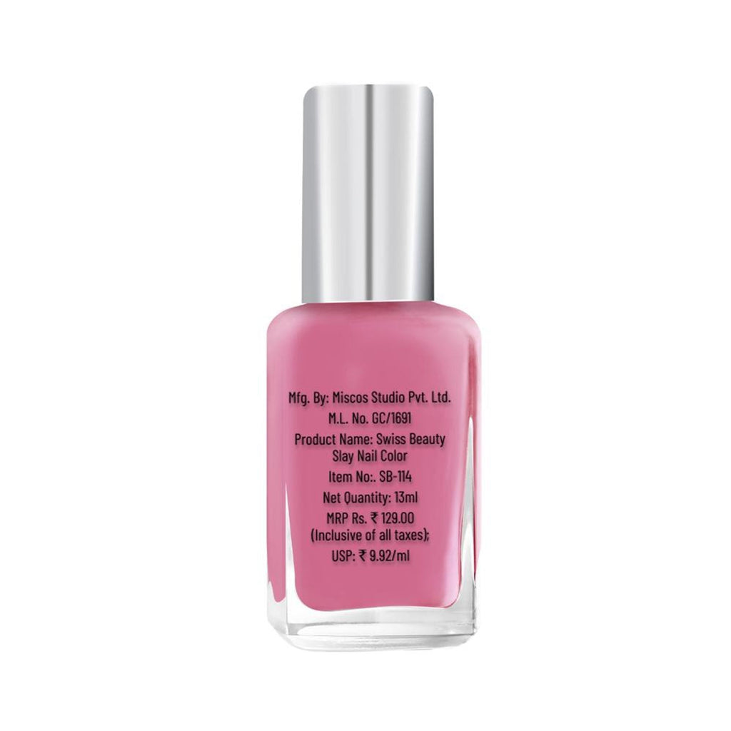 Swiss Beauty Slay Nail Color Ultra Shine Formulation - 13 Perfect Pink