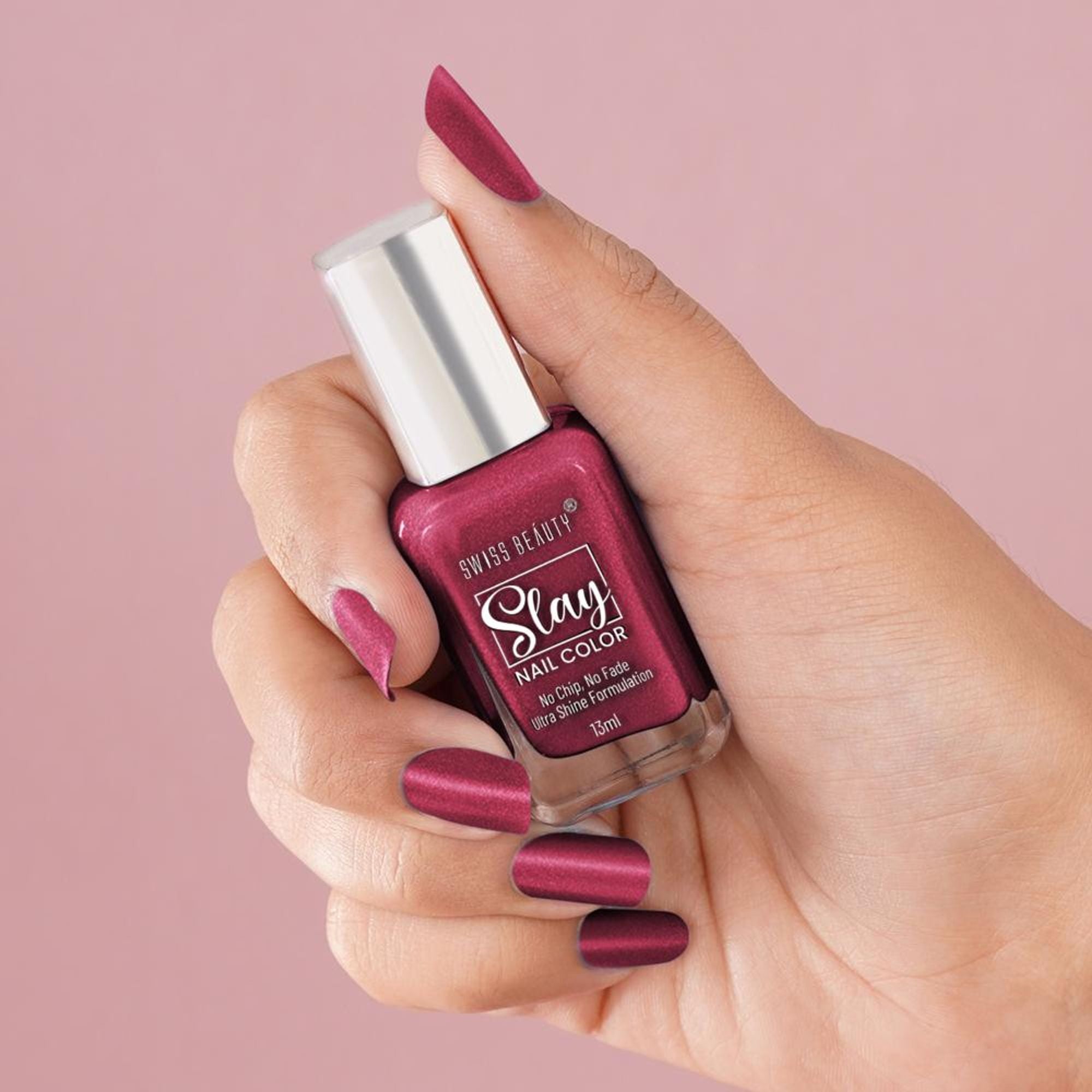 Swiss Beauty Slay Nail Color Ultra Shine Formulation - 18 Crystal Pink