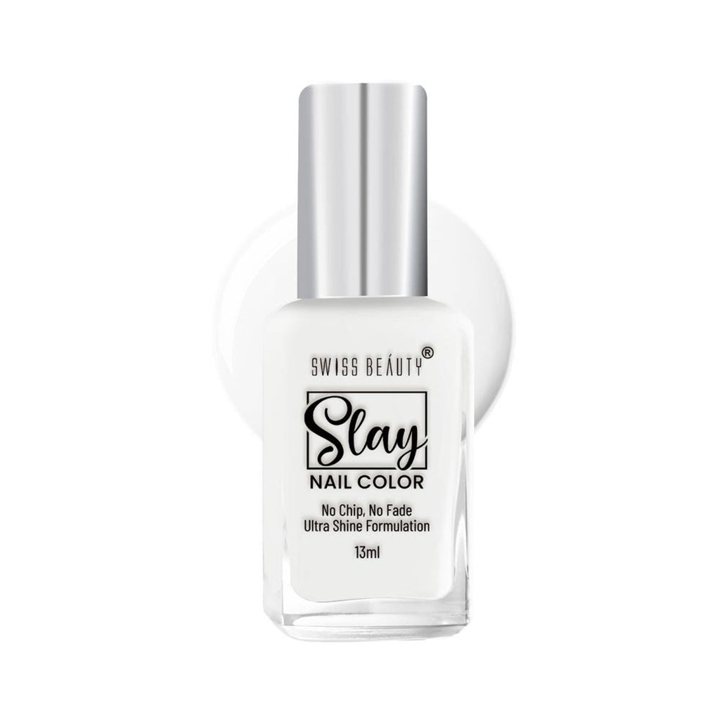 Swiss Beauty Slay Nail Color Ultra Shine Formulation - 23 Flat White