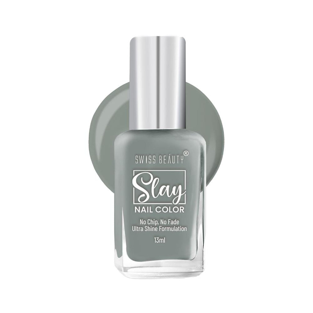 Swiss Beauty Slay Nail Color Ultra Shine Formulation - 26 Grey Stone