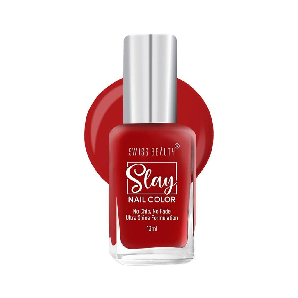 Swiss Beauty Slay Nail Color Ultra Shine Formulation - 27 Silk Red
