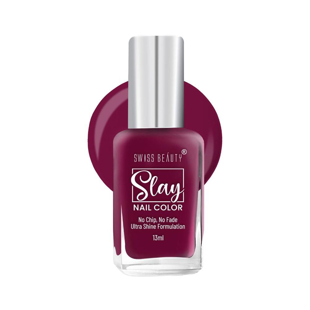 Swiss Beauty Slay Nail Color Ultra Shine Formulation - 32 Mulberry Maroon