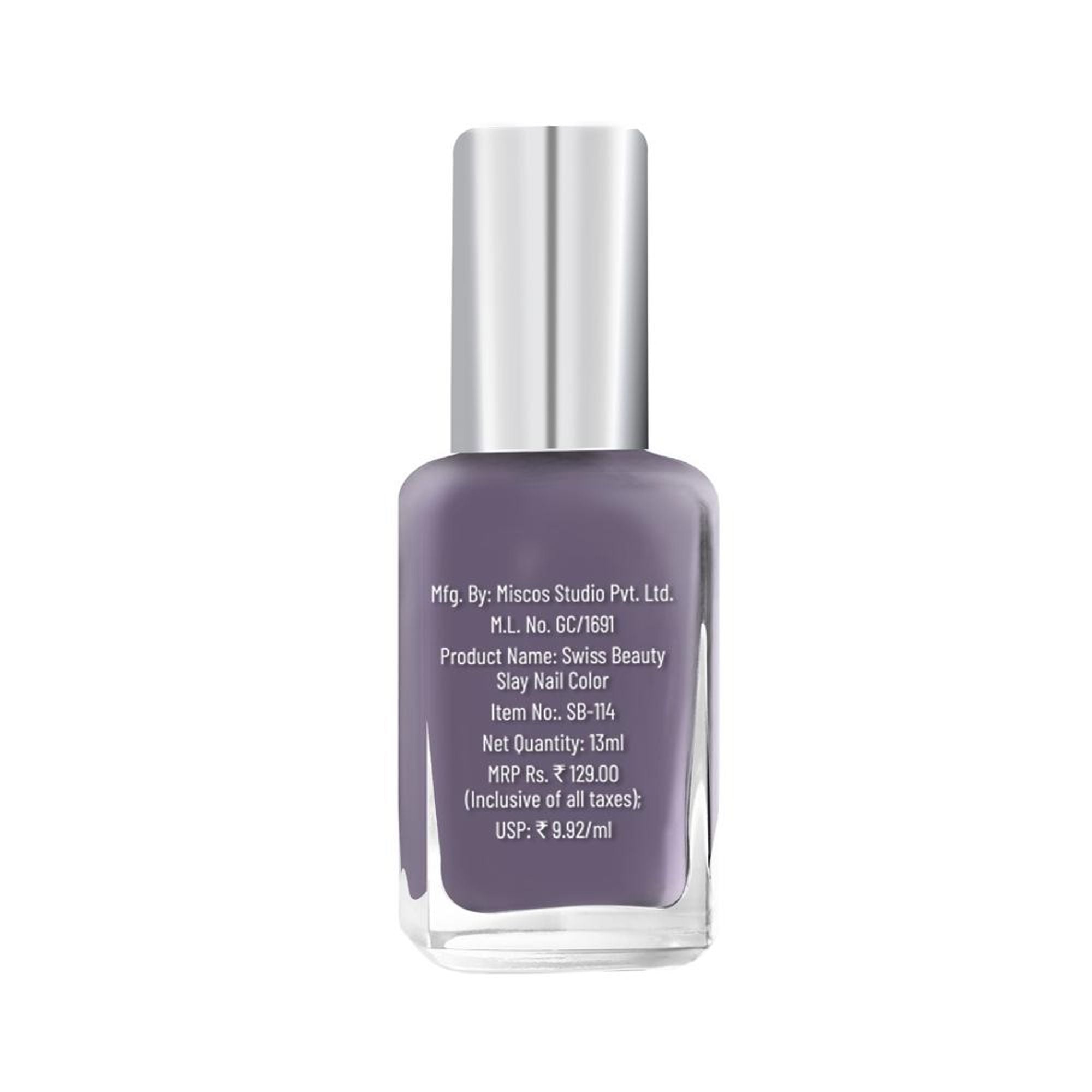 Swiss Beauty Slay Nail Color Ultra Shine Formulation - 40 Grape