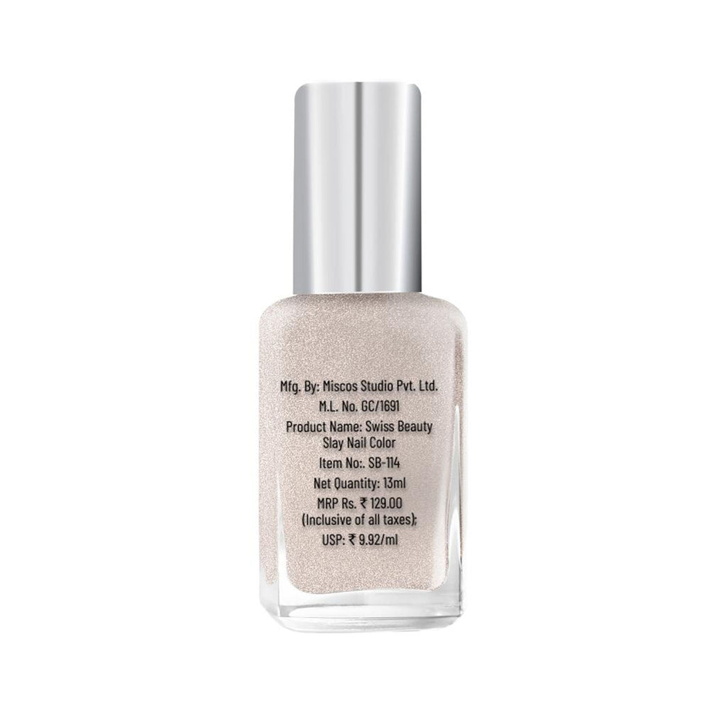 Swiss Beauty Slay Nail Color Ultra Shine Formulation - 52 Gold Star