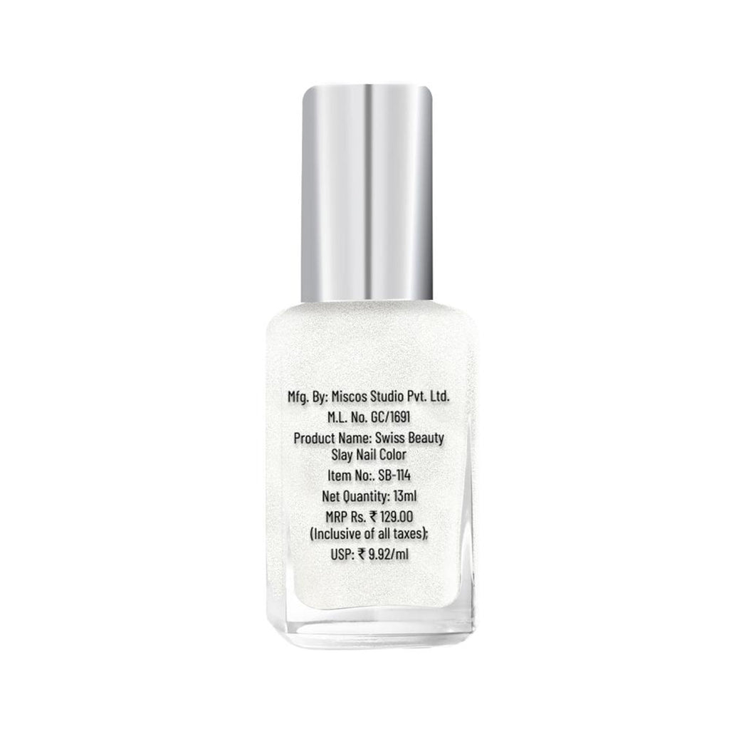 Swiss Beauty Slay Nail Color Ultra Shine Formulation - 54 Pearl