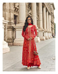 Anaita Red Faux Georgette Printed Embroidered Readymade Salwar Suit