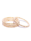 Gold-Polished Alloy Pearl And Rhinestones Studded Bangle Set - The Pari