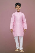 Raivat Ethnic Cotton Digital Print Kids Kurta Pajama In Pink Colour