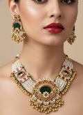 Jewel City Traditional Gold-Plated Pearl Necklace Set Featuring Matching Jhumka Earrings