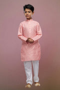 Raivat Ethnic Cotton Digital Print Kids Kurta Pajama In Peach Colour