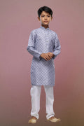 Raivat Ethnic Cotton Digital Print Kids Kurta Pajama In Grey Colour