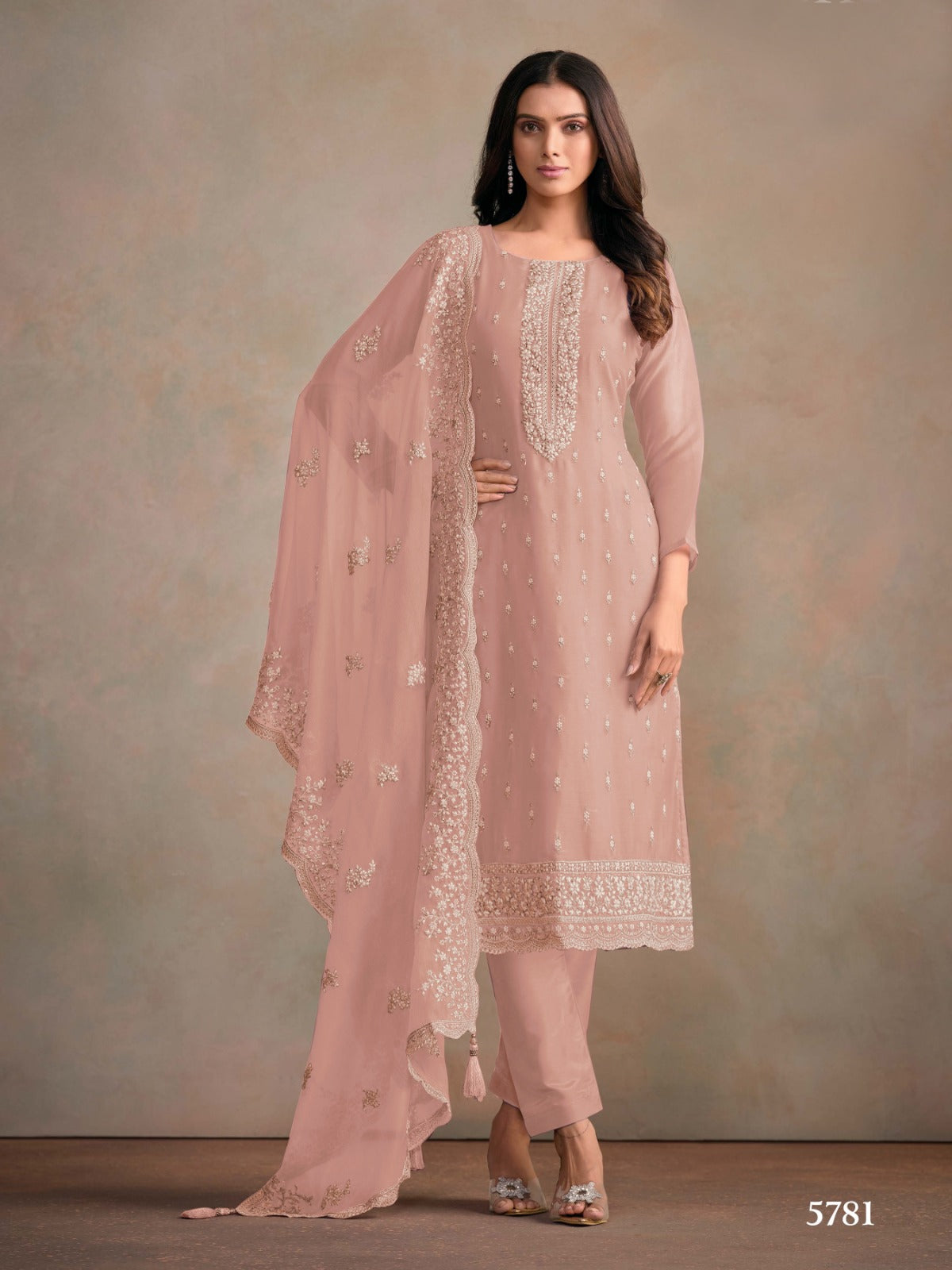 Anaita Pink Heavy Organza With Embroidery Straight Salwar Suit