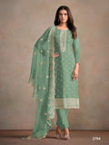 Anaita Light Teal Heavy Organza With Embroidery Straight Salwar Suit