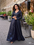 Anaita Grey Georgette Stitched Shrug Suit With Embroidered Sequins Work
