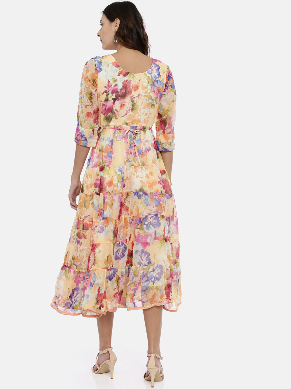 Souchii Women Multicoloured Floral Print Fit And Flare Dress