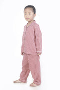Breathables Kids Cotton Night Suit – Red & White Striped Shirt & Pyjama Co-Ord Set For Boys & Girls