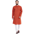 Even Apparels Orange Pure Cotton Men's Kurta With Band Collar