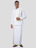 Ramraj Cotton Mens 3/4 Poly Cotton ( 3*1 ) Dhoti, Towel - White