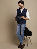Even Apparels Men's Blue Waistcoat with Notched Lapel
