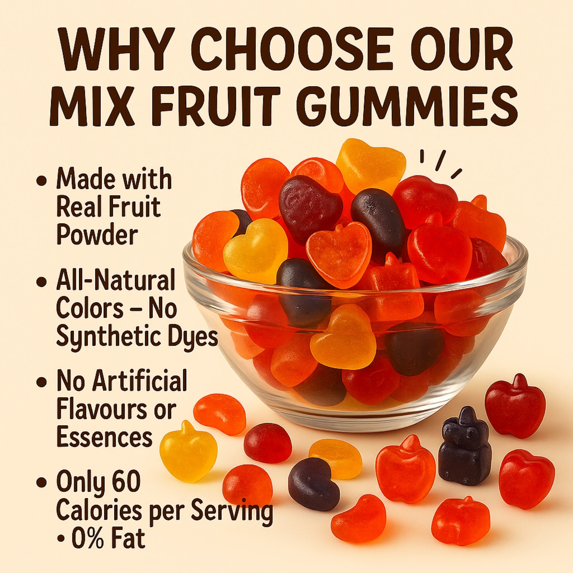 Confect Mixed Meledy Gummies | Pack of Blueberry, Banana, Mango, Blackberry, Peach, Cranberry  Gummies |