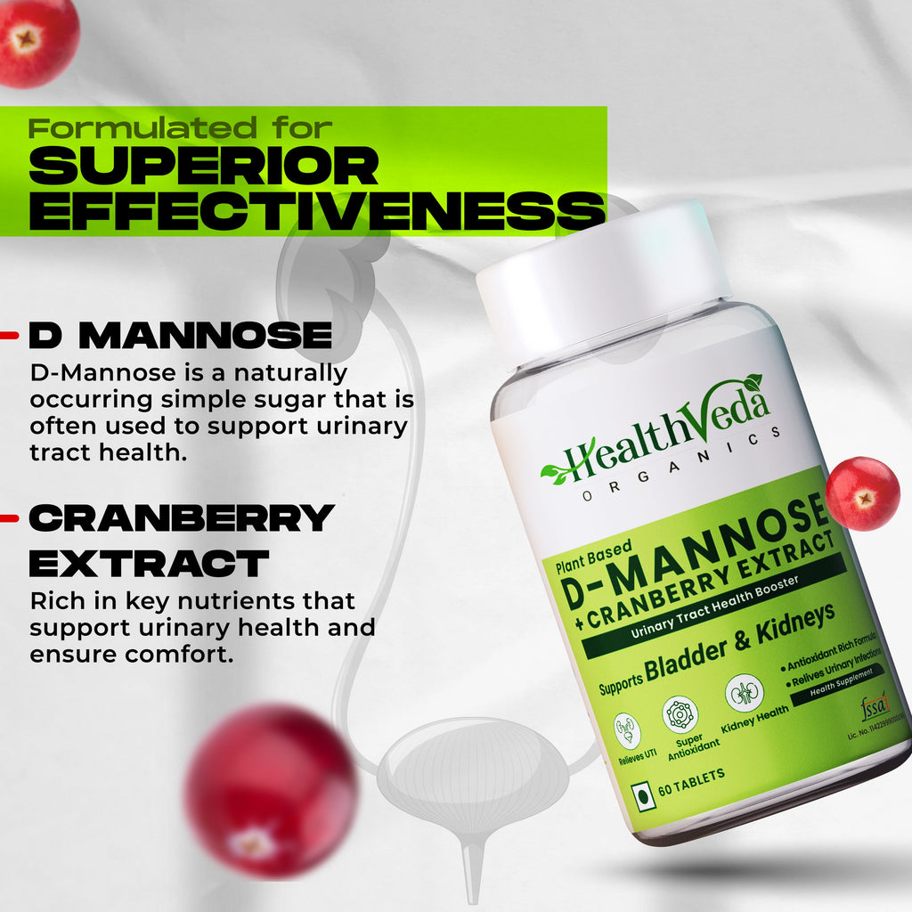 Health Veda Organics D-Mannose + Cranberry Extract Tablets