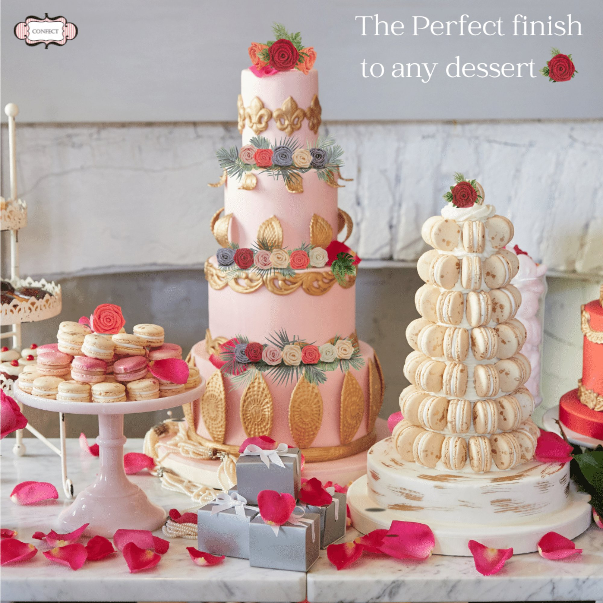 Confect Salmon Pink | Edible Sugar Roses Topper