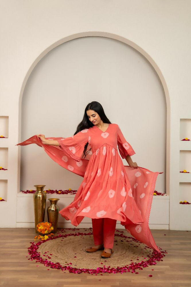 Joban Fashion Pink Tie & Dye Cotton Suit Set