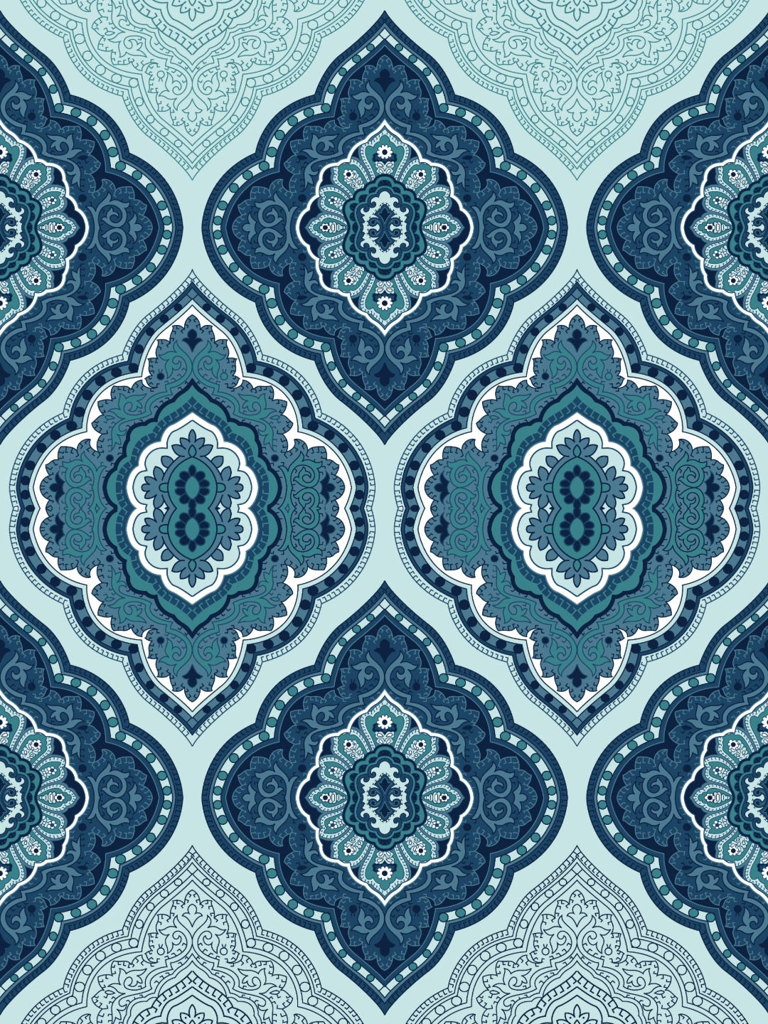Dreamscape Blue & Turquoise Blue 140 TC Pure Cotton Bedsheet with Pillow Covers