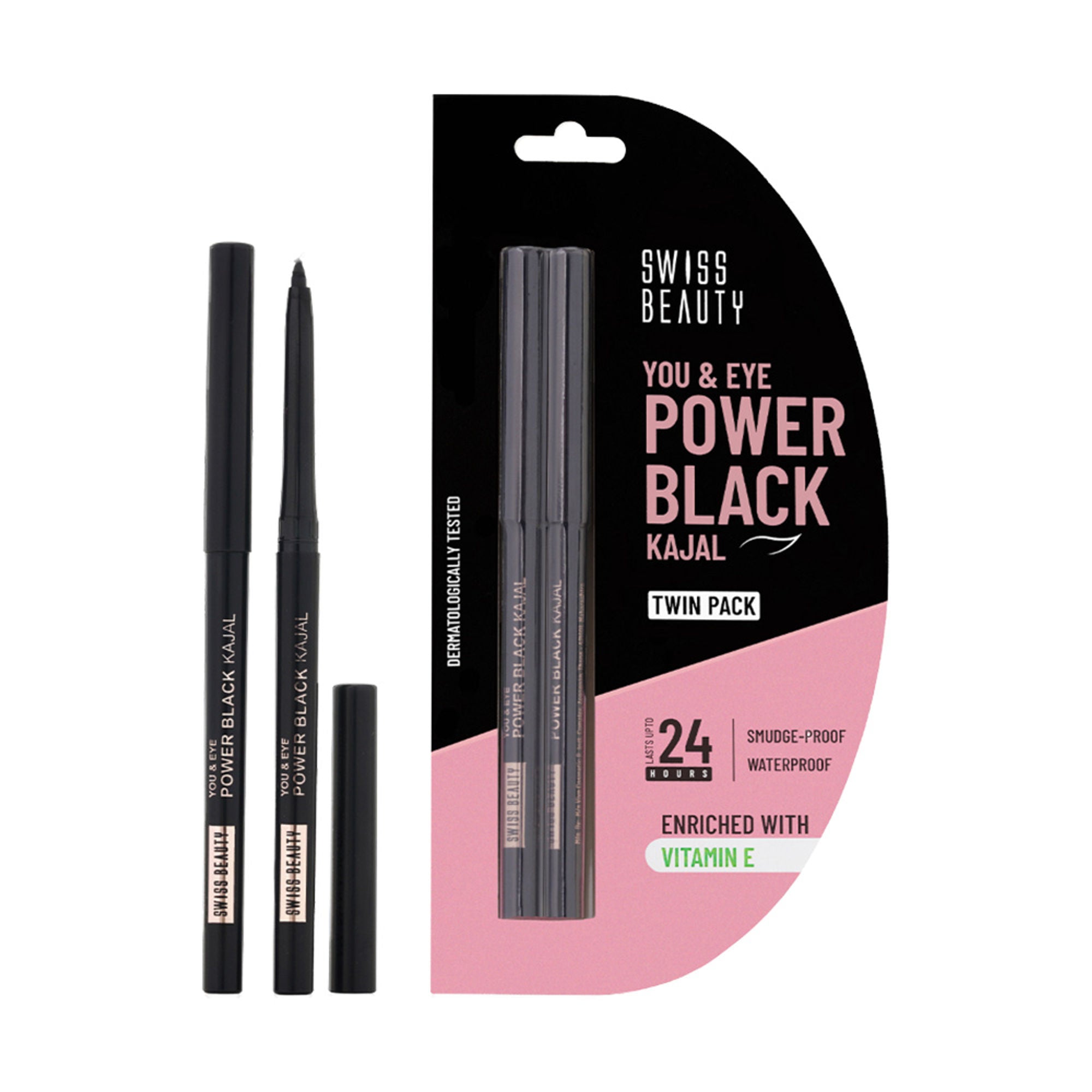Swiss Beauty You & Eye Power Black Kajal - Pack Of 2