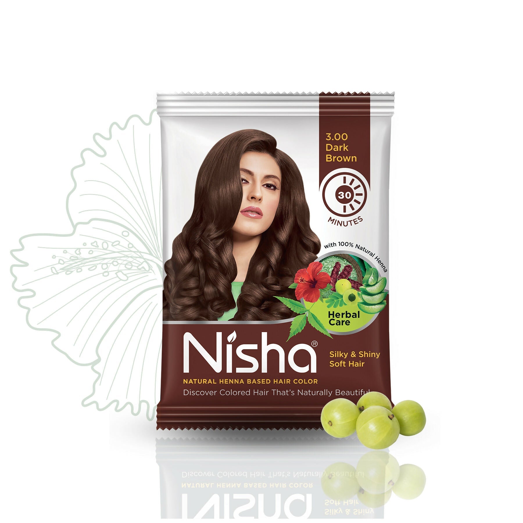 Nisha Henna Based Hair Colour for Women & Men Dark Brown (Pack of 10)