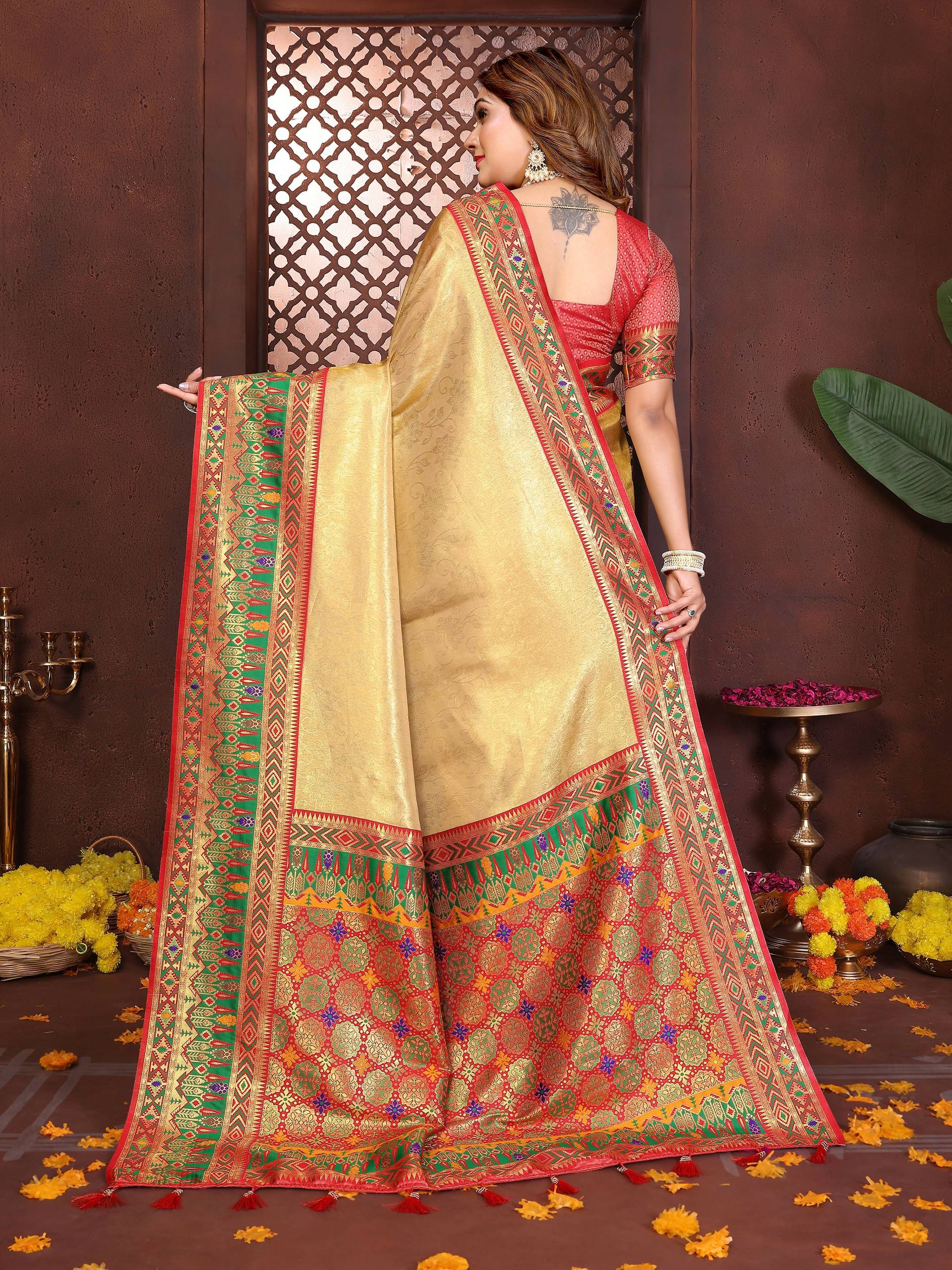 Aastha Fashion Gold Tissue Silk Weaving Saree