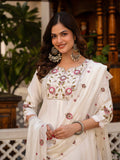 Pramukh Fab White Color Viscose Mango Silk Kurta Set